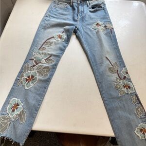 DRIFTWOOD Light Blue Jeans with Floral Embroidery Sundance Catalogue